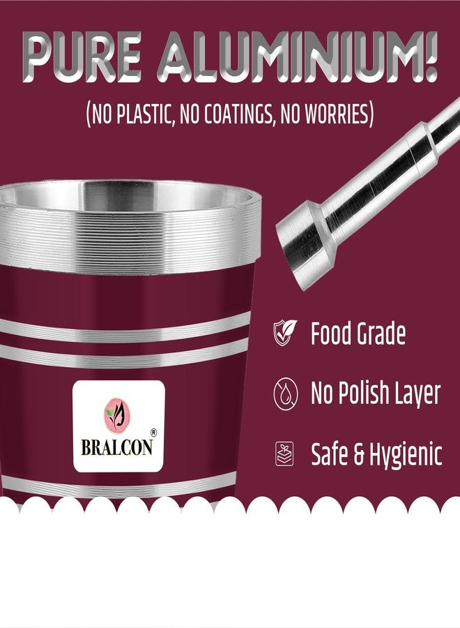BRALCON BRLACON Premium Aluminium Mortar & Pestle Set - Maroon & Silver Finish - Heavy Duty Spice Grinder for Kitchen, Herbs & Masalas - 380gm - Image 5